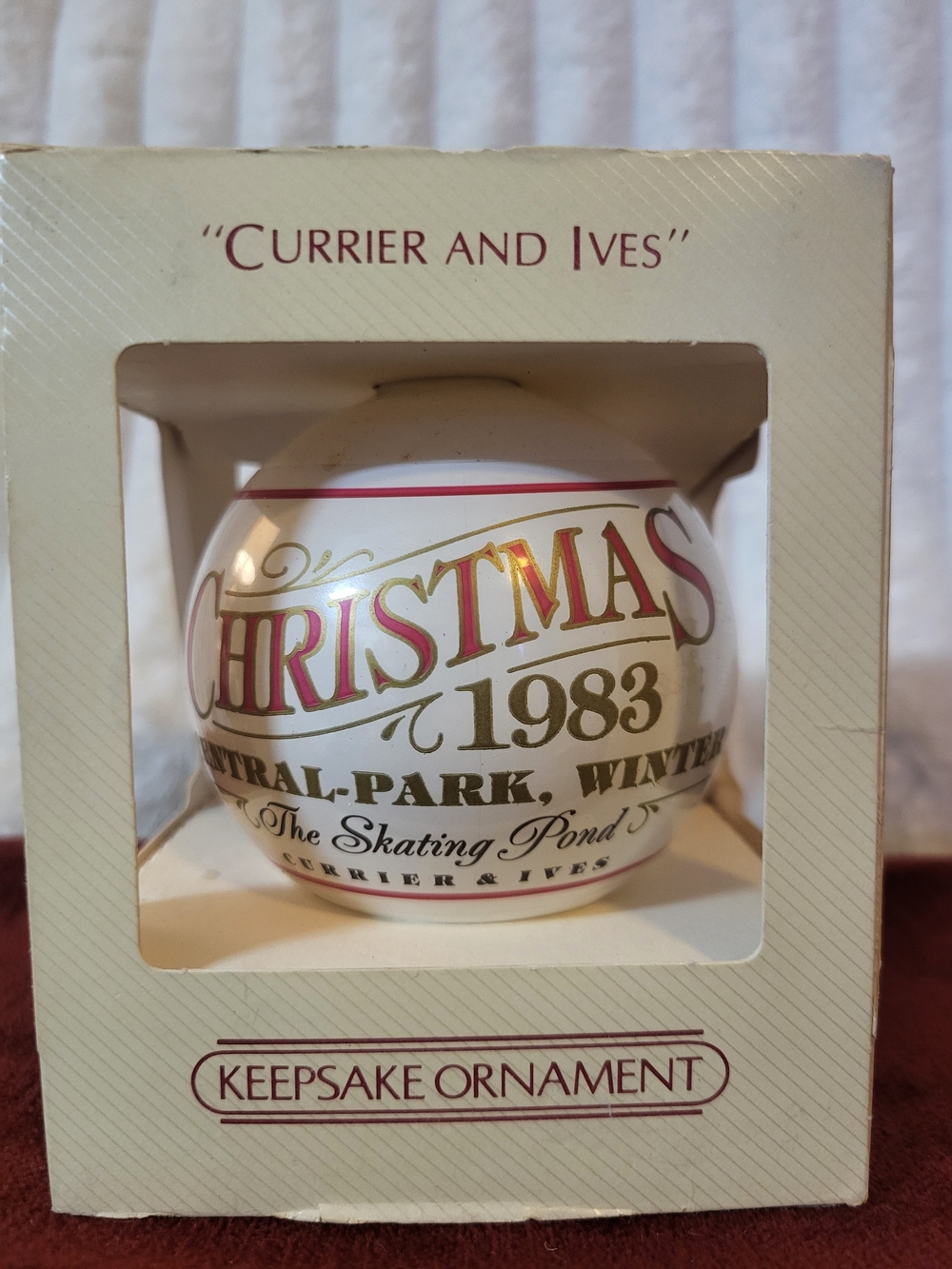 Vintage 1983 Hallmark Keepsake Ornament Currier and Ives Central Park Winter Box